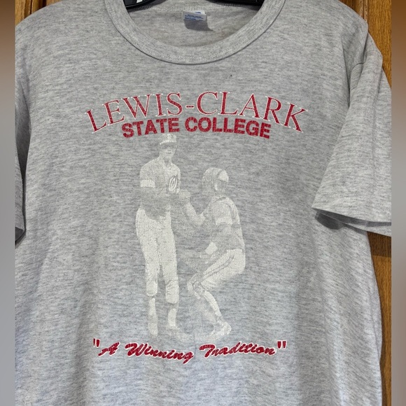 Vintage 90's Russell Athletic Lewis-Clark State Baseball Single Stitch T-Shirt L - Picture 2 of 6